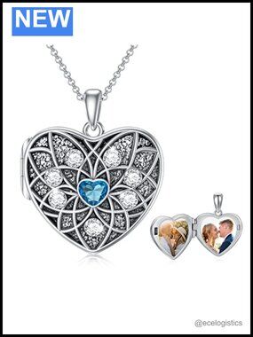 925 Sterling Silver Lotus Locket Necklace Holds Pictures Birthstone